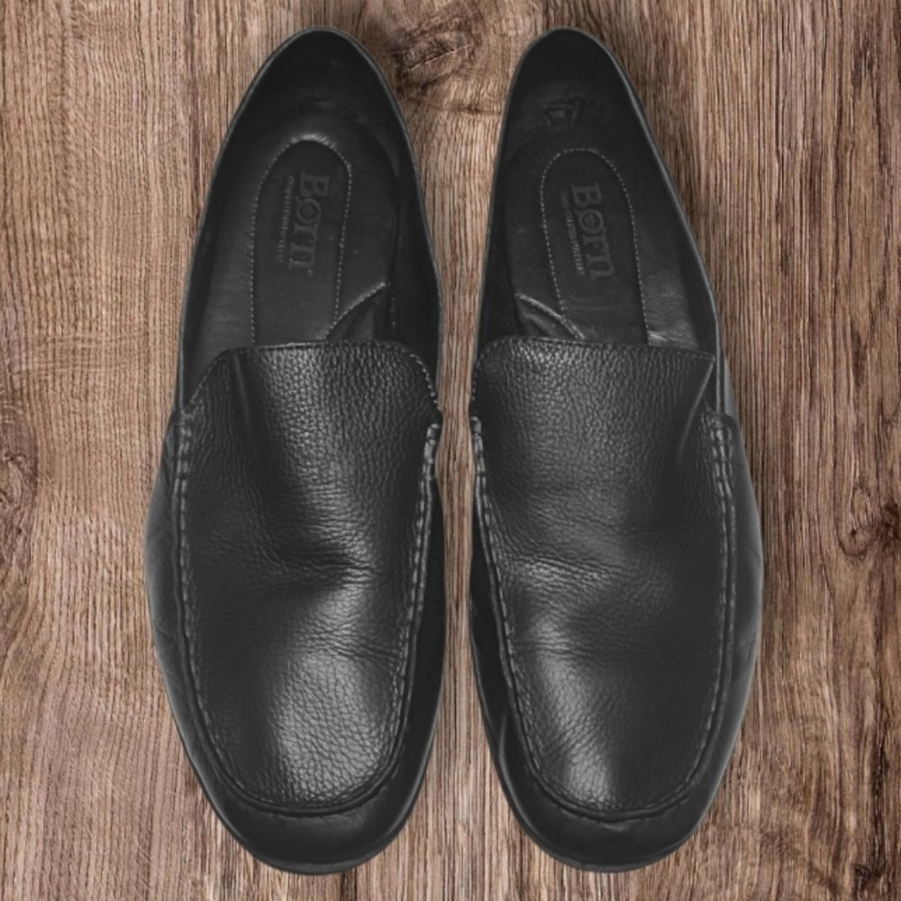 Born Men's Black Leather Loafer Slip-Ons Size 14